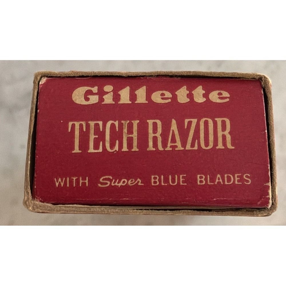 VINTAGE Gillette Tech Razor Red Cross Gift - Picture 6 of 11